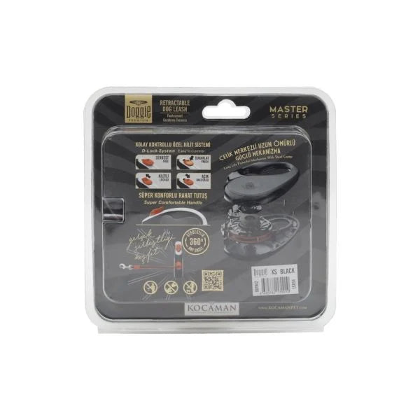 Doggie Master Serisi Otomatik Uzatma Tasması – Siyah