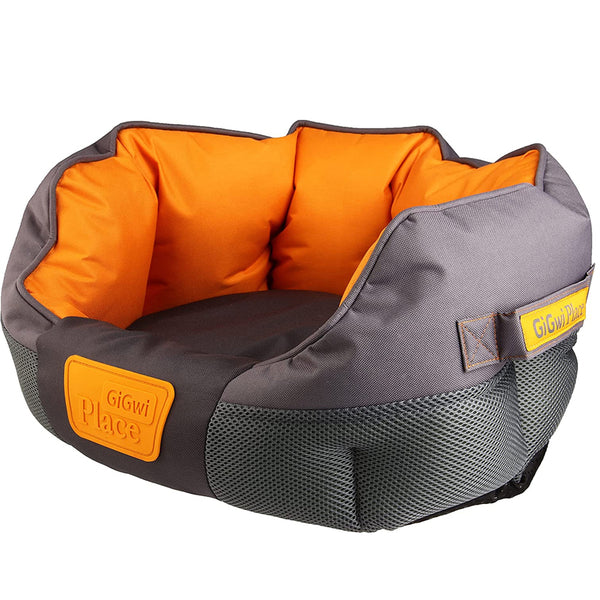 Gigwi Kanvas Kumaş Kedi Köpek Yatağı Gri-turuncu S