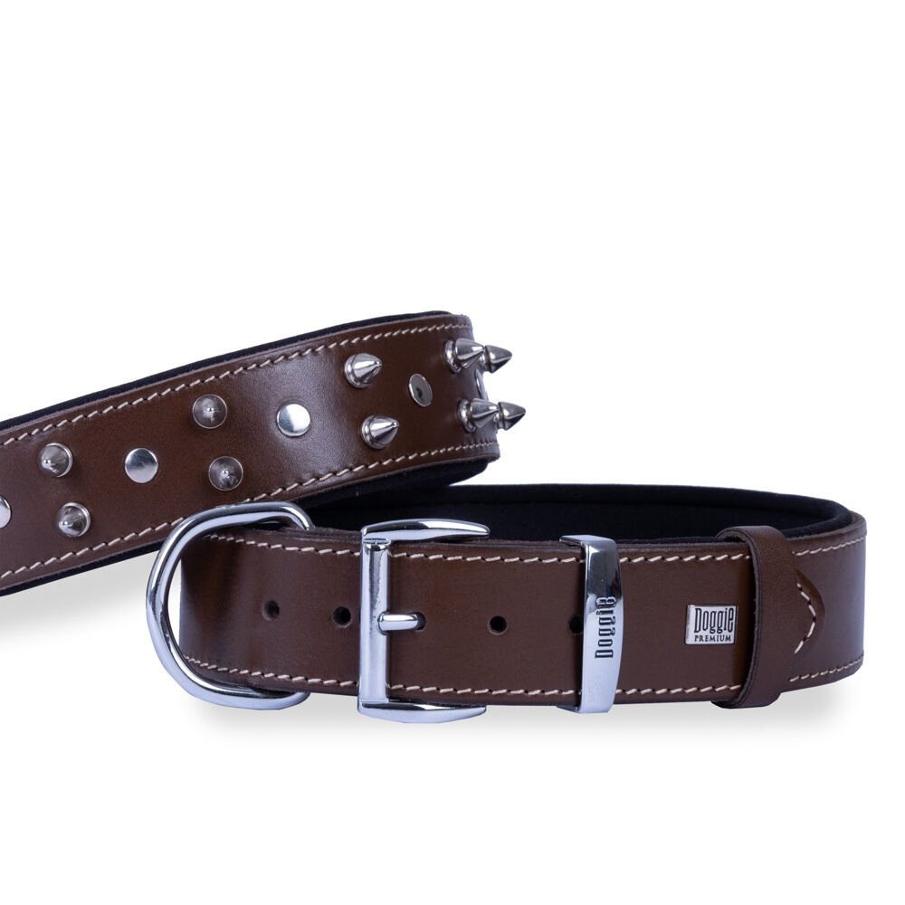 Doggie Konforlu Gerçek Deriden El Yapımı Çivili Köpek Boyun Tasması 4x57-65cm