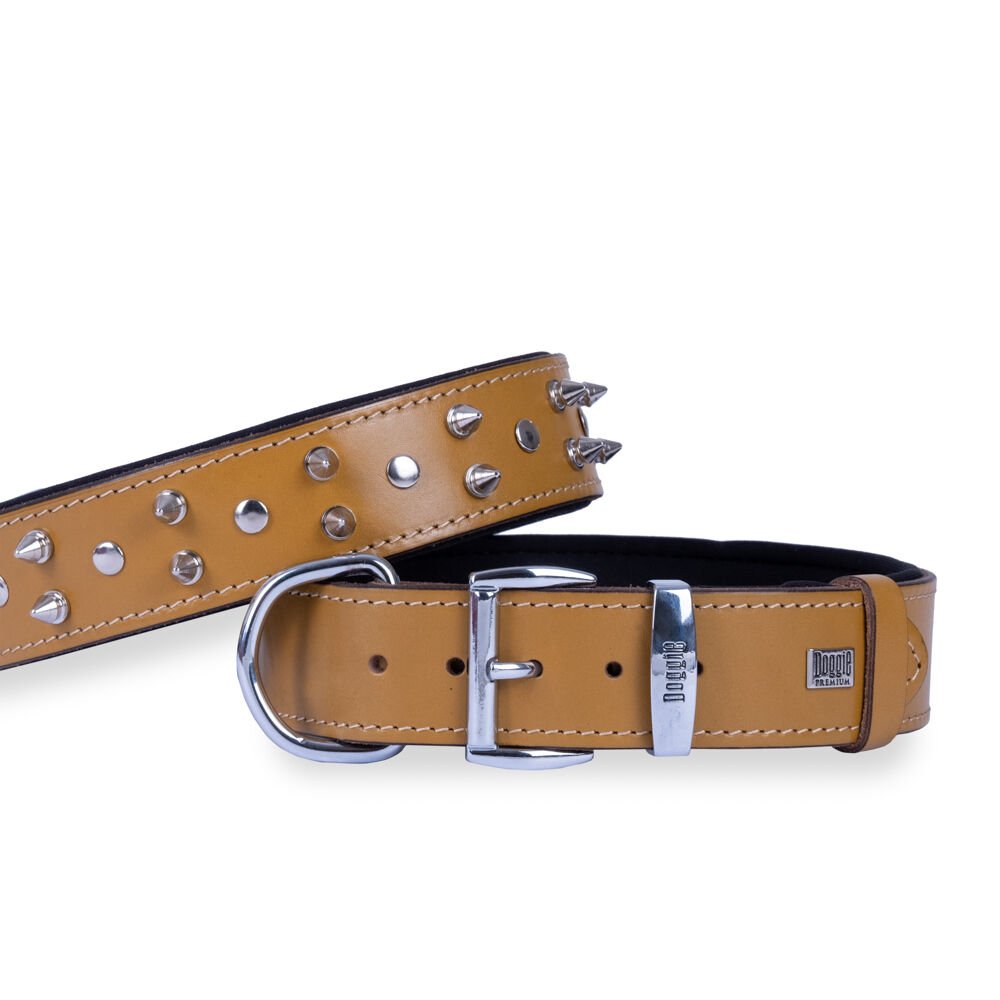 Doggie Konforlu Gerçek Deriden El Yapımı Çivili Köpek Boyun Tasması 4x57-65cm