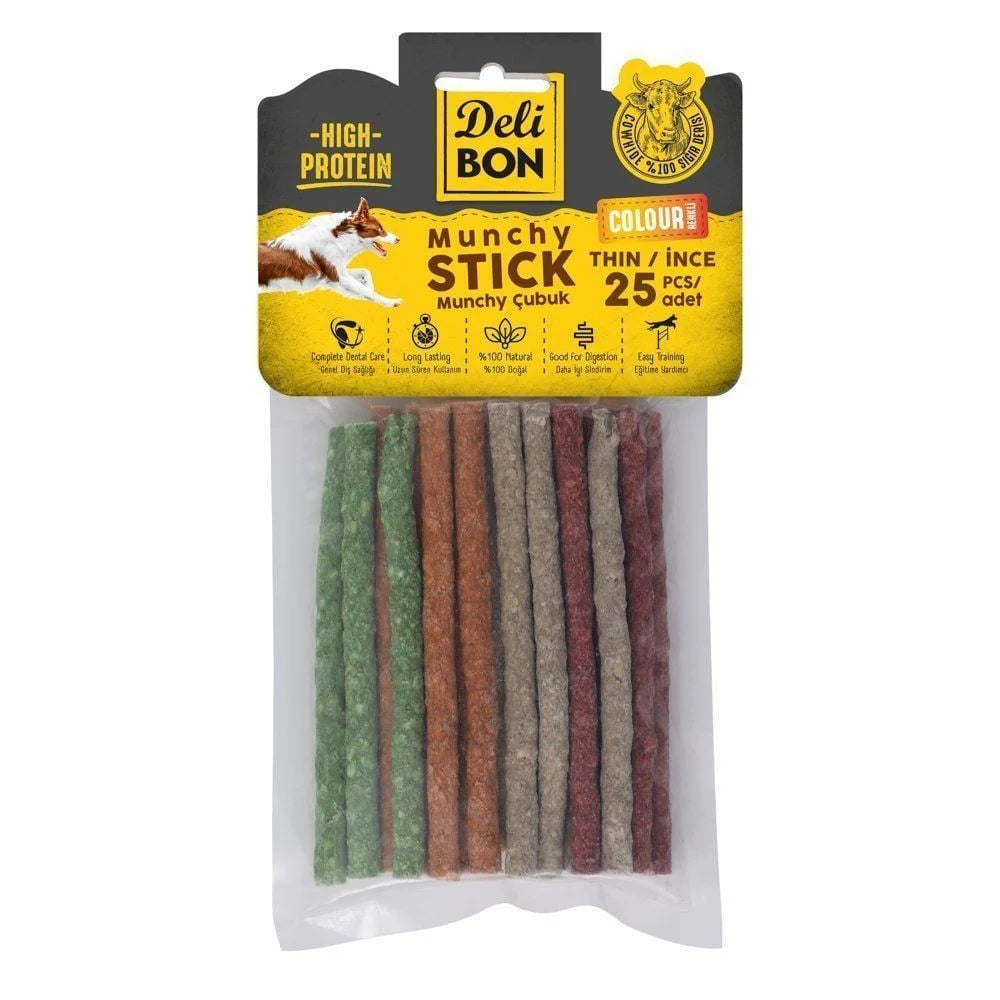 DELİBON DERİ MUNCHY ÇUBUK İNCE PAKET KARIŞIK RENK
