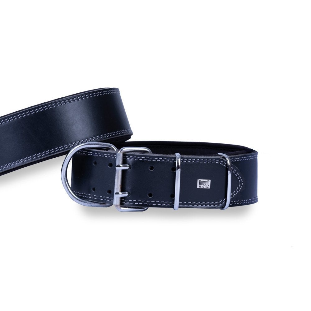 Doggie Çift Kat Gerçek Deriden El Yapımı Köpek Boyun Tasması – Siyah