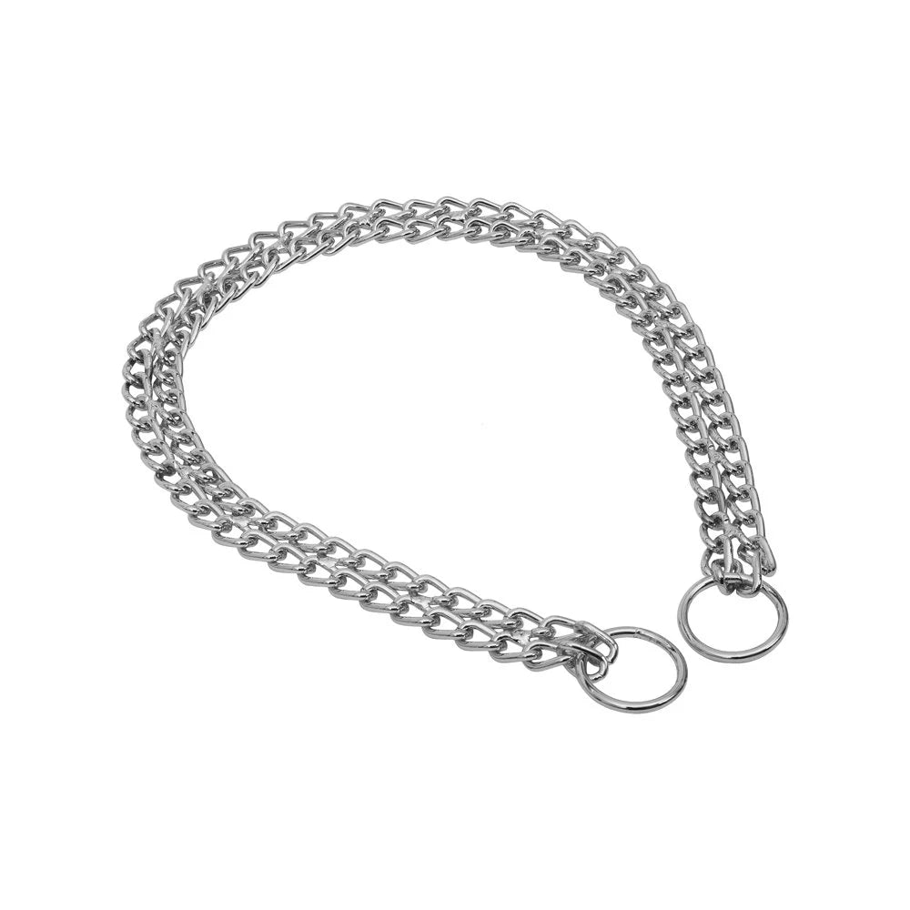 Doggie Eğitim Serisi Çift Boğma Zincirli Köpek Boyun Tasması krom