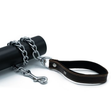 Doggie Konforlu Gerçek Deriden El Yapımı Zincirli Köpek Gezdirme Kayışı – 4,5 x 80 cm