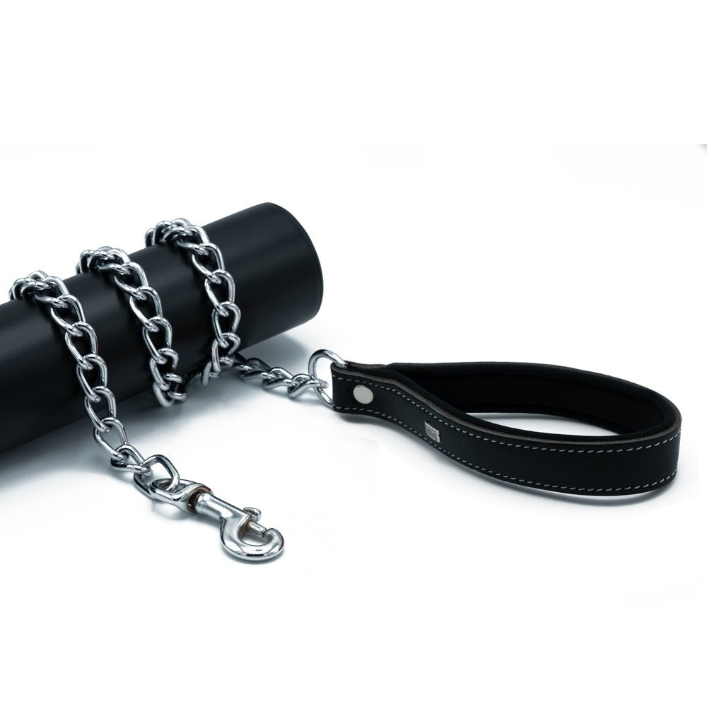 Doggie Konforlu Gerçek Deriden El Yapımı Zincirli Köpek Gezdirme Kayışı 4x110cm