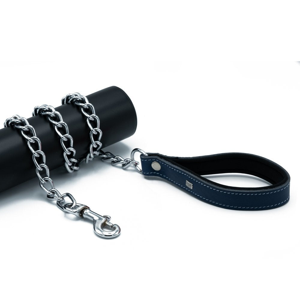 Doggie Konforlu Gerçek Deriden El Yapımı Zincirli Köpek Gezdirme Kayışı 4x110cm