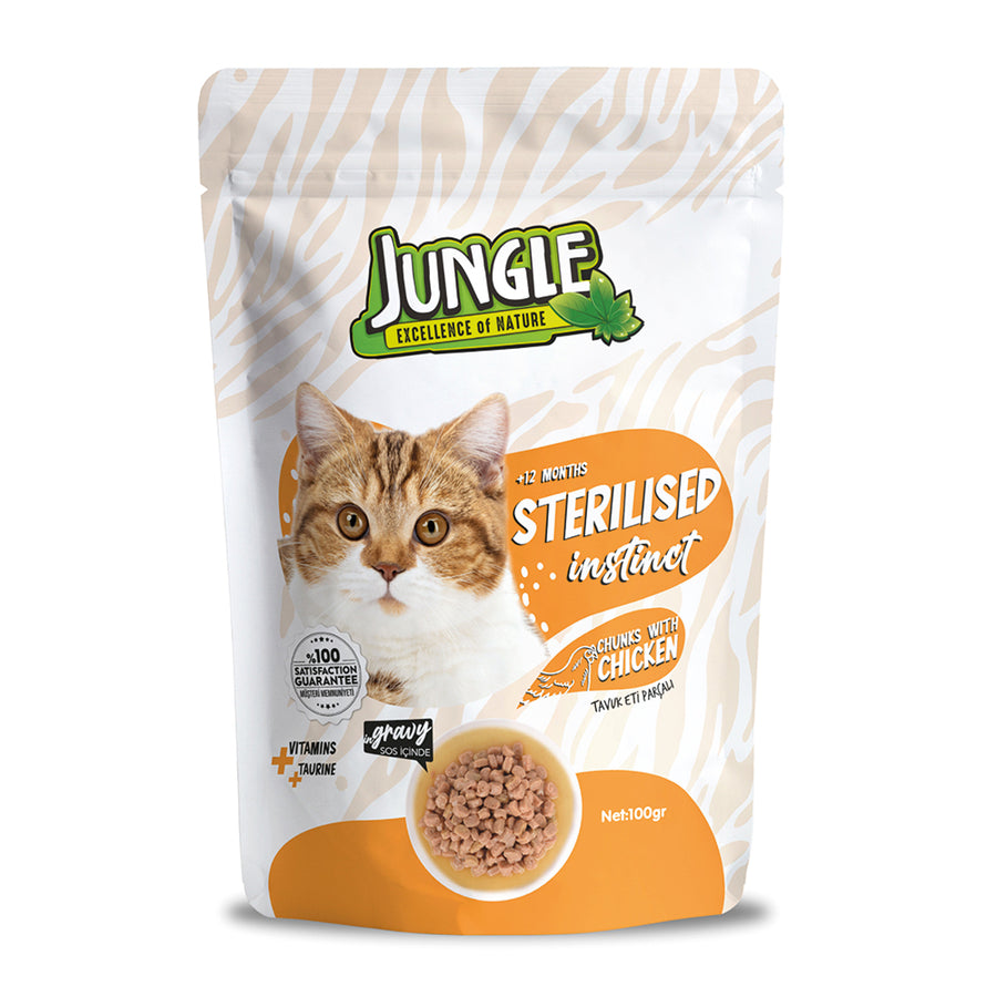 Jungle Tavuk Parçalı Pouch Kısır Kedi Maması 100 gr