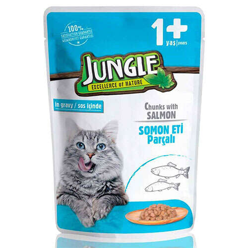 Jungle Pouch Adult Somonlu Yaş Yetişkin Kedi Maması 100 Gr