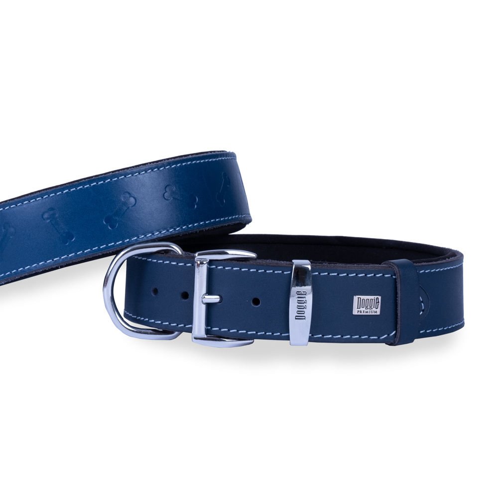 Doggie Konforlu Gerçek Deriden El Yapımı Kemik Desenli Köpek Boyun Tasması 4x57-65cm