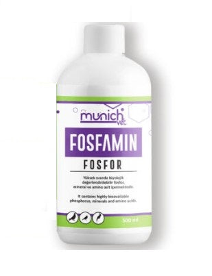 Munich Vet Fosfamin Kuşlar İçin Fosfor Mineral Ve Aminoasit Takviyesi 500 Ml Munich Vet