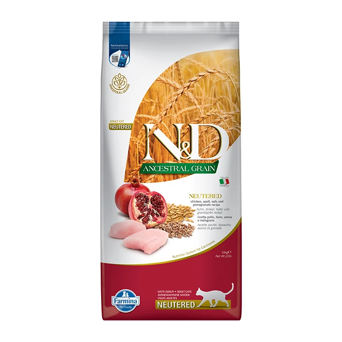 N&d Ancestral Grain Tavuklu Ve Narlı Ata Tahıllı Kısırlaştırılmış Kedi̇ Maması 10 Kg