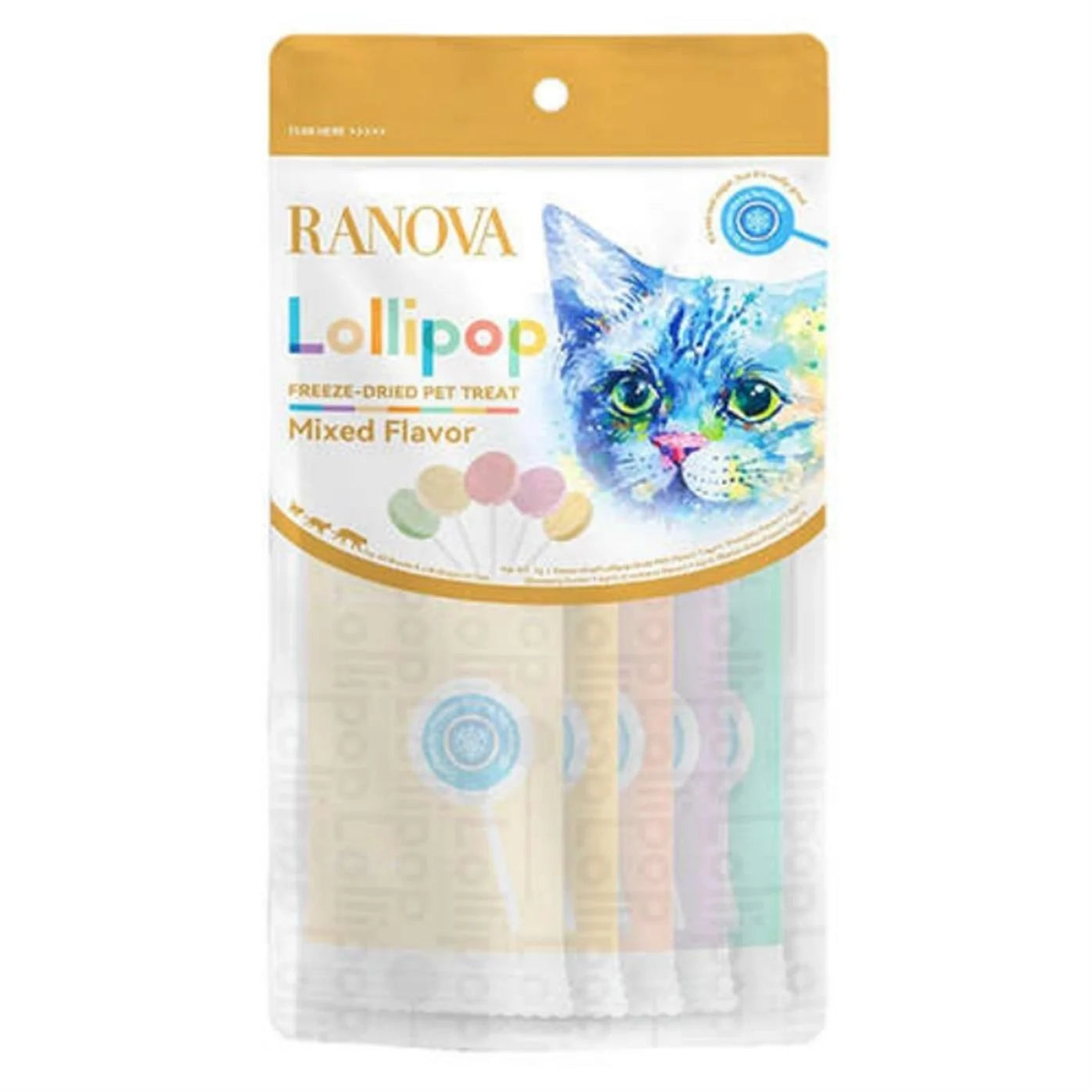 Ranova Kediler için Karışık Lezzetli Lolipop 1.4g 5'li