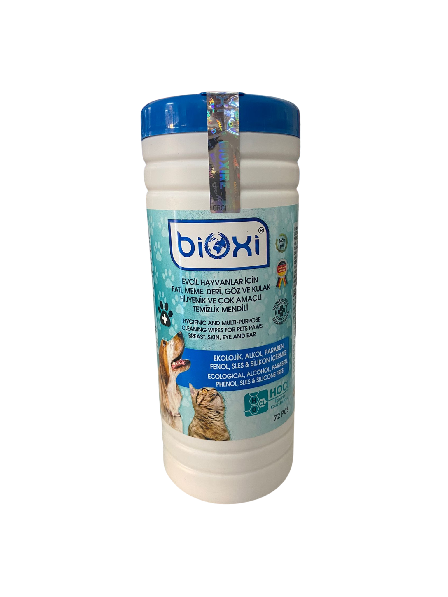 Bioxi Evcil Hayvanlar İçin Hijyenik ve Çok Amaçlı Temizlik Mendili (72’li)