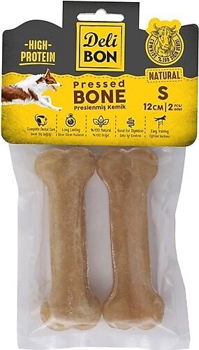 Delibon Deri Pres Kemik Köpek Ödülü Small Naturel 12 Cm 2 Adet