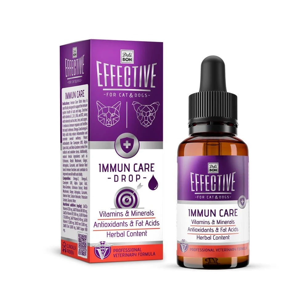 DeliBon Effective - Immun Care Drop  Kedi ve Köpekler İçin Bağışıklık Desteği Damlası
