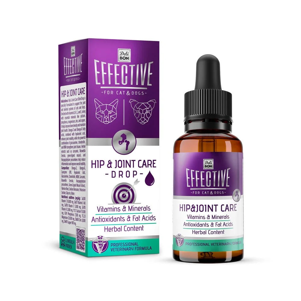 DeliBon Effective - Hip & Joint Care Drop  Kedi ve Köpekler İçin Kalça ve Eklem Sağlığı Desteği Damlası