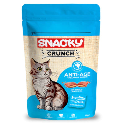 Snacky Crunch Anti-Age Yaşlanma Karşıtı Somonlu Kedi Ödül Maması 60gr