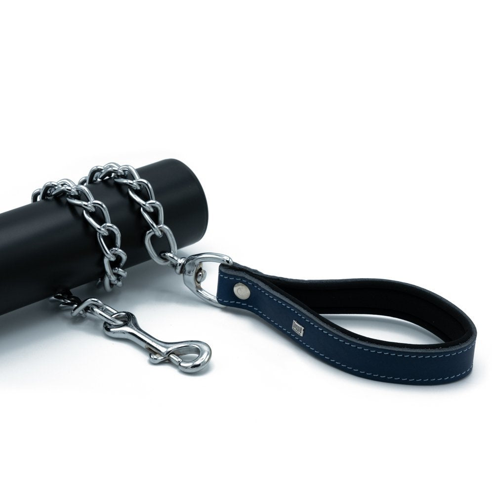 Doggie Konforlu Gerçek Deriden El Yapımı Zincirli Köpek Gezdirme Kayışı – 4,5 x 80 cm